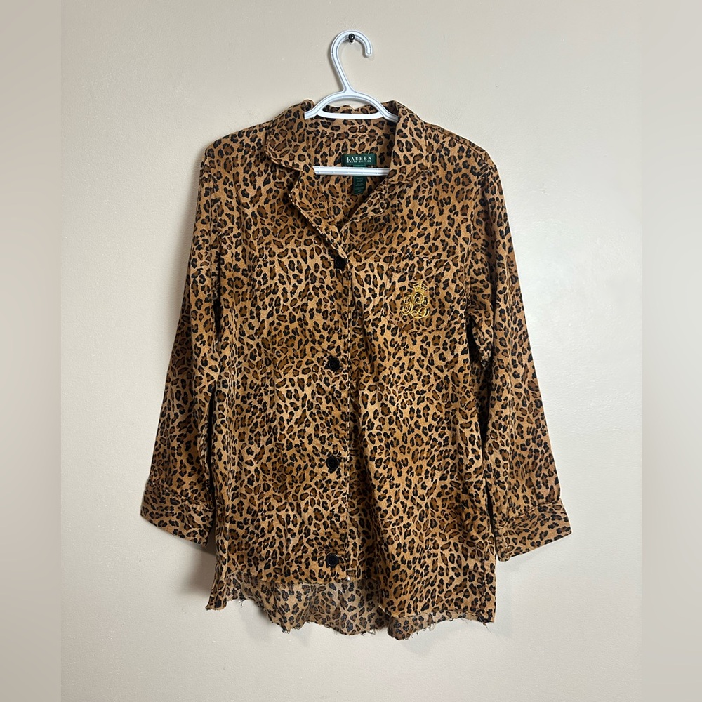 Ralph Lauren Size L Brown Leopard Print top